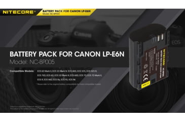 Image of Nitecore NC-BP005 Camera Battery Compatible with Canon LP-E6N, Black, 6952506494545