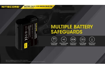 Image of Nitecore NC-BP006 Camera Battery Compatible with Nikon EN-EL15B, Black, 6952506494576