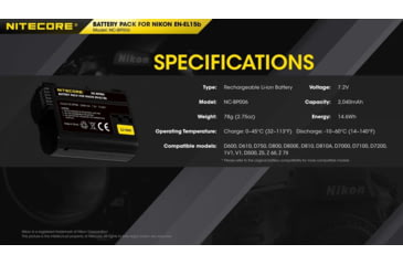 Image of Nitecore NC-BP006 Camera Battery Compatible with Nikon EN-EL15B, Black, 6952506494576