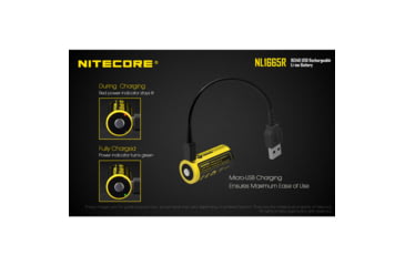 Image of Nitecore NL1665R 650mAh USB Rechargeable 16340 Battery, Yellow, 6952506492411