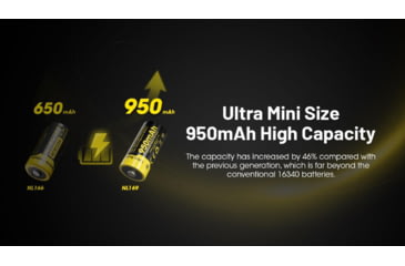 Image of Nitecore NL169 950mAh Rechargeable 16340 Battery, Yellow, BAT-NITE-16340-NL169