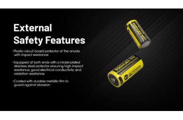 Image of Nitecore NL169R 950mAh USB-C Rechargeable 16340 Battery, Yellow, BAT-NITE-16340-NL169R