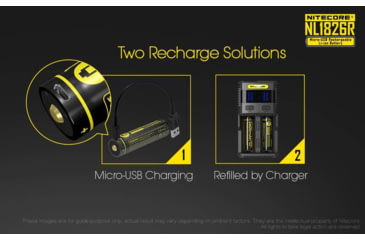 Image of Nitecore NL1826R 2600mAh USB Rechargeable 18650 Li-ion Battery, Yellow, 6952506492299
