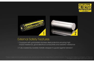 Image of Nitecore NL1826R 2600mAh USB Rechargeable 18650 Li-ion Battery, Yellow, 6952506492299