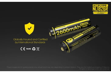 Image of Nitecore NL1826R 2600mAh USB Rechargeable 18650 Li-ion Battery, Yellow, 6952506492299