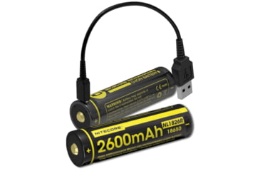 Image of Nitecore NL1826R 2600mAh USB Rechargeable 18650 Li-ion Battery, Yellow, 6952506492299