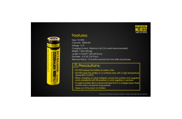 Image of Nitecore NL1832 3200mAh Rechargeable 18650 Battery, Yellow, 6952506491490
