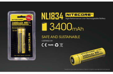 Image of Nitecore NL1834 3400mAh Rechargeable 18650 Battery, Yellow, 6952506491506