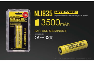 Image of Nitecore NL1835 3500mAh Rechargeable 18650 Battery, Yellow, 6952506491469