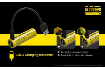 Image of Nitecore NL2150HPR 5000mAh USB-C Rechargeable 15A 21700 Battery, Yellow, 6952506493739