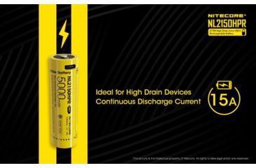 Image of Nitecore NL2150HPR 5000mAh USB-C Rechargeable 15A 21700 Battery, Yellow, 6952506493739
