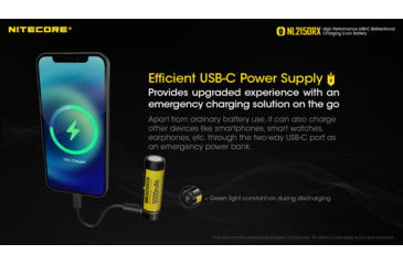 Image of Nitecore NL2150RX 5000mAh USB-C Rechargeable 21700 Battery, Black/Yellow, 6952506495535