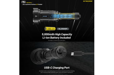 Image of Nitecore P35i CREE XP-G3 LED Rechargeable LEP Flashlight, 21700, White, 3000 Lumens, Black, 6952506407323