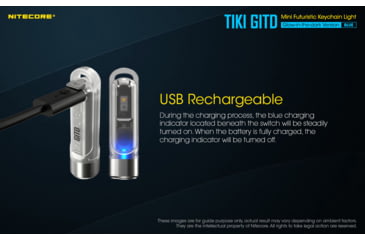 Image of Nitecore TIKI GITD 300 Lumen Rechargeable Keychain Flashlight, Blue, 6952506406593