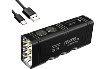 Image of Nitecore TM12K Rechargeable Tactical LED Flashlight, 12,000 Lumens, USB-C, Black, FL-NITE-TM12K