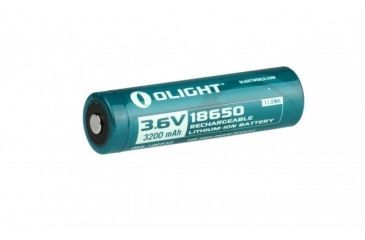 Image of Olight 18650 3.6V Lithium Rechargeable Battery with Retail Card Packaging, 3200mAh, Blue OLIGHT-18650-3200MAH-CARD