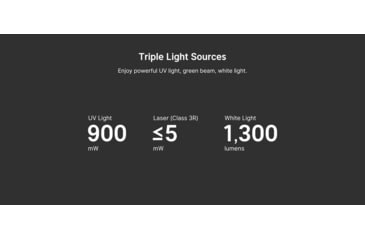 Image of Olight Arkfeld Pro LED Rechargeable Flashlight / UV Light &amp; Green Laser, 1300 Lumen, Black, FL-OL-ARKFELDPRO-CWBK
