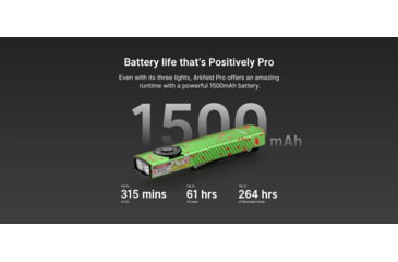 Image of Olight Arkfeld Pro LED Rechargeable Flashlight / UV Light &amp; Green Laser, 1300 Lumen, Black, FL-OL-ARKFELDPRO-CWBK