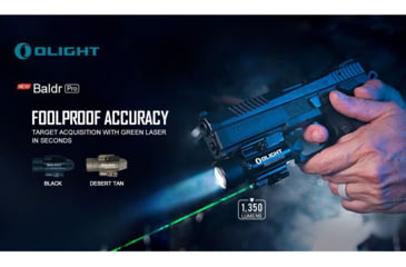 Image of Olight Baldr Pro w/ Green Laser Sight LED Flashlight, Cool White, 1350 Lumens, Black, FL-OL-BALDRPRO-BK