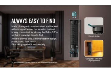 Image of Olight Olight Baton 3 Pro 1500 Lumen Cool White Rechargeable EDC Flashlight, Black, FL-OL-BATON3PRO-CWBK