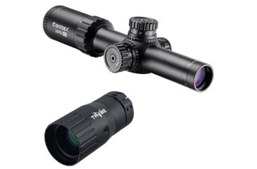 Image of Barska 1-4x24mm Level HD Rifle Scope, Illuminated HRS .223 BDC Reticle, Black, Medium AC12798 w/ Trybe Optics Enhancer - Magnification Doubler