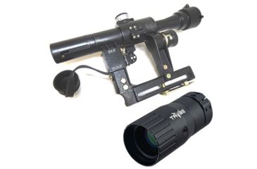 Image of OP Exclusive - Kalinka Optics POSP 4x24 Rifle Scope, 1000m Rangefinder, AK, Black, GSPOSP424AK1 w/ Trybe Optics Enhancer - Magnification Doubler
