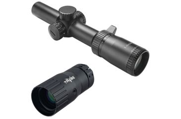 Image of NcSTAR STR Series Full-Size Scope Rifle Scope, 1-6x24mm, 30mm Tube, Green/Red Illumination, Low Power Variable Reticle, Green Lens, Black, SEEFL1624G w/ Trybe Optics Enhancer - Magnifi
