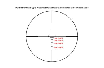 Image of Patriot Optics Edge Rifle Scope, 1-4x20mm, Second Focal Plane, Etched Glass 5 Levels Of Adjustment Reticle, PO-S-1-4x20mmE