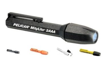 Image of Pelican 1900 MityLite Laser Spot Xenon 2 Flashlight - Watertight Submersible w/ 2 AAA batteries, 90 lightbender, Black, Blue, Orange, White, Yellow