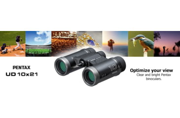 Image of Pentax UD 10 X 21mm Black Compact Roof Prism Binoculars, Black, Medium, 61816