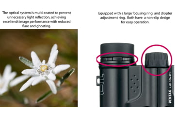Image of Pentax UD 10 X 21mm Black Compact Roof Prism Binoculars, Black, Medium, 61816