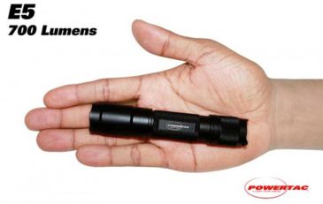 Image of PowerTac E5 LED Flashlight 700 Lumens CREE XM-L, 2 x CR123A, Black POWERTAC-E5