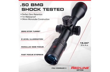 Image of Red-Line Optics F4U Corsair II 5-30x56mm Rifle Scope, 34mm Tube, First Focal Plane, Zero Stop, Illuminated Tactical/Hunting Reticle, Black/Red, O2-Z846-JLNG