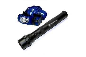 Image of Smith &amp; Wesson Explorer LED Headlamp/Flashlight ComboPack, Black body/White and Red LEDs, n/a SW8880CBO
