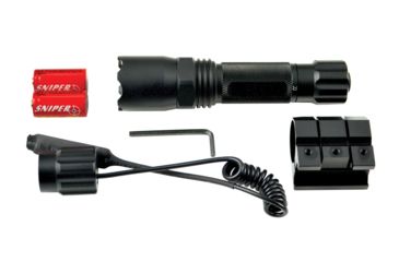 Image of Sniper Tactical LED Flashlight w/ Picatinny Rail Mount, 260 Lumens, Black FL02