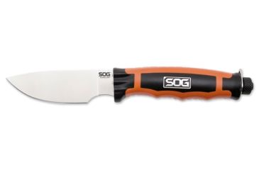 Image of SOG Specialty Knives &amp; Tools 3.8 in. Bladelight Hunt LED Straight Edge Steel Blade Fixed Knife, Leather Sheath, Satin Finish, Orange BLT20L-CP