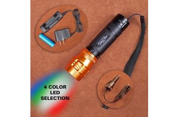 Image of Stone River Gear Adjustable Focusing 4 Color Rechargeable LED Flashlight, Black -Orange, 5 SRG4CRF