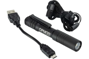 Image of Streamlight OPMOD MicroStream Personal LED Flashlight, Ultra-Compact USB Rechargeable, 250/50 Lumens, Black, 66604OPMOD