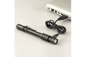 Image of Streamlight Stylus Pro USB Rechargeable Penlight, Black with White LED, USB with USB cord, Nylon holster 66134