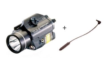 Image of Streamlight TLR-2 Tactical Weapon Flashlight w/ Laser Sight, CR123, Streamlight Remote Tape Switch Plug, 300 Lumens, Black, 69120-KIT2