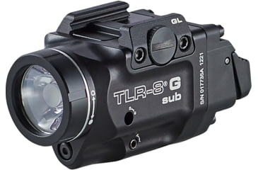 Image of Streamlight TLR-8 G Sub For Glock 43X/48 MOS LED Weapon Light w/ Green Laser, CR123A Lithium, White, 500 Lumens, Black, 69431