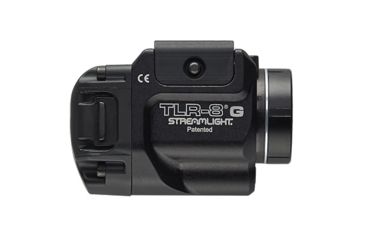 Image of Streamlight TLR-8 G Tactical Weapon Light w/Laser Sight, Rail Mounted, 500 Lumen LED, 510-520nm Green Laser, 1 x CR123A Battery, Black, 69430
