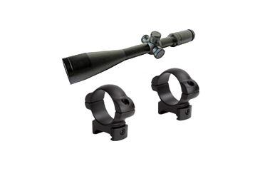 Image of Sun Optics 6-24x50 Varmint Seeker Rifle Scope, Fine Crosshair w/ Dot Reticle KS-AP62450 w/ 30mm Medium Height Steel Rings SM314