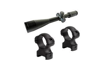 Image of Sun Optics 8-32x50 Varmint Seeker Rifle Scope, Fine Crosshair w/ Dot Reticle KS-AP83250 w/ 30mm Medium Height Steel Rings SM314