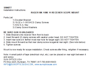 Image of Sun Optics Ruger MKi /Ii Non-Drilled Black Matte SM4877