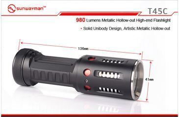 Image of Sunwayman T45C Metallic Hollow-out Torch LED Flashlight with 980 Lumens SUNWAYMAN-T45C-XML2