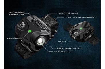 Image of SureFire 2211 WristLight Rechargeable Wristlight, 300 Lumens Flashlight, Black 2211-B-BK