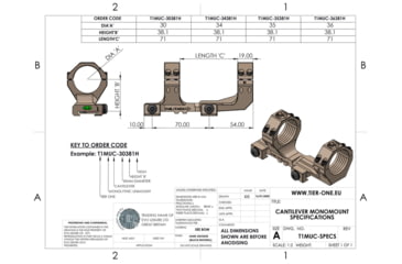 Image of Tier One Monomount Cantilever - 30mm High 6MIL/20MOA, Black, T1MUC-30381H6