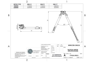 Image of Tier One Tactical Bipod - Carbon Tilt Picatinny 9in, Black, T1BTCTP230