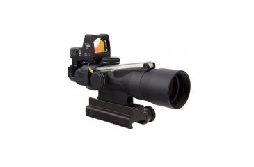 Image of Trijicon 3x30 Compact ACOG Rifle Scope, Dual Illuminated Amber Horseshoe Ballistic Reticle w/ Colt Knob Thumbscrew Mount &amp; LED 3.25 MOA Red Dot RMR Type 2, Black, 400312
